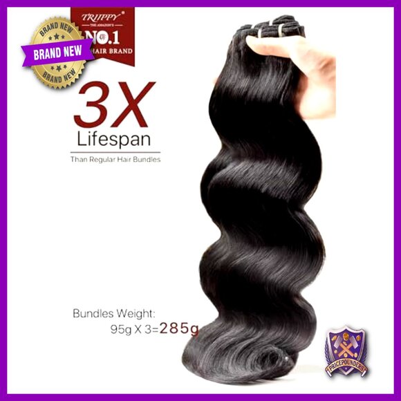 100% Raw Cambodian Hair Extensions, Body Wave, 3 Bundles, 16-20 Inches main image 4